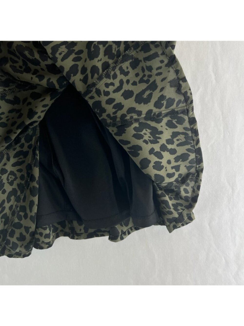 Express Olive Green and Black Leopard Print Mini Dress - Picture 15 of 16